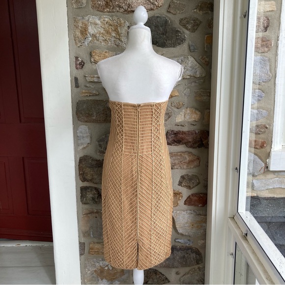 Marciano Axel embellished corded lace strapless gold dress women’s large - Picture 8 of 16